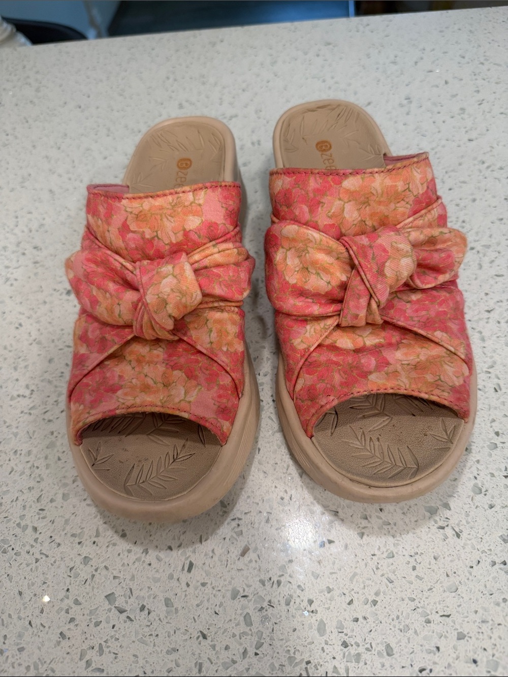 Bzees Coral Floral Knot Slide Sandals - Women